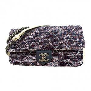 Chanel Matelasse Double Chain Shoulder Bag in Tweed, Navy, Red, and White for...
